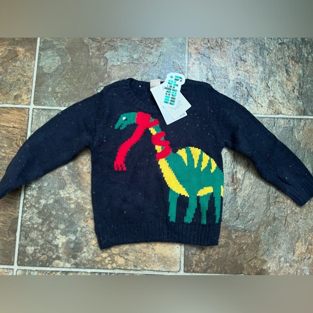 Tucker + Tate Navy Charcoal Apatosaurus Sweater- Size 3mo.